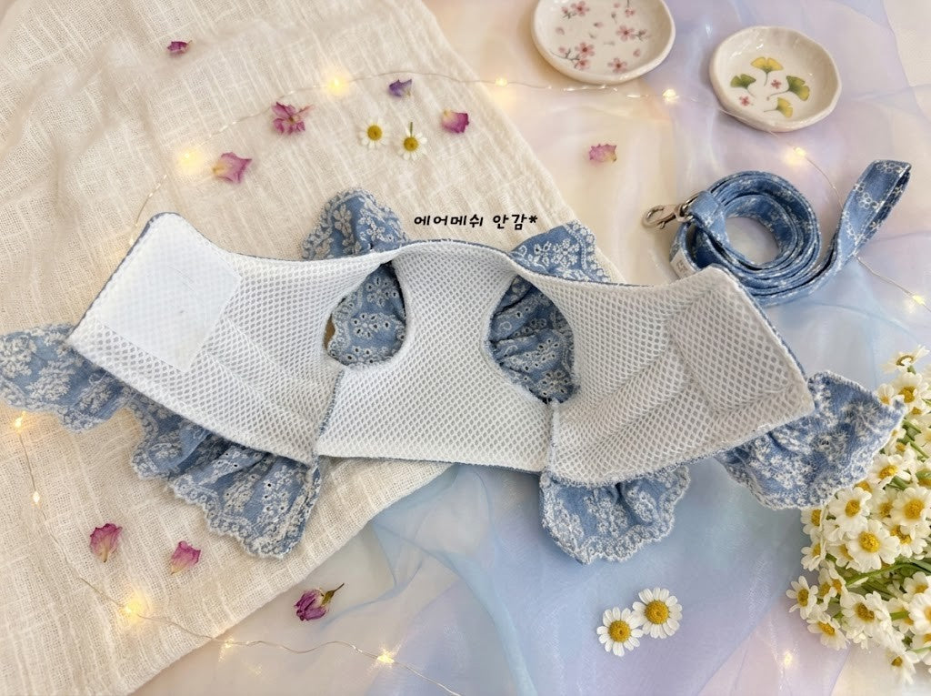【仲夏繁花系列】法式立體刺繡飛飛袖胸帶裙 (連同色牽繩)